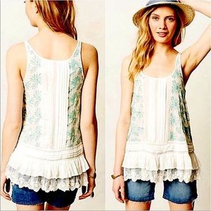Floral Lace Trim Tank Top